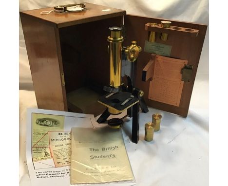 R &amp; J Beck The British Students Microscope c1899. In good condition in wooden case with key.&nbsp;