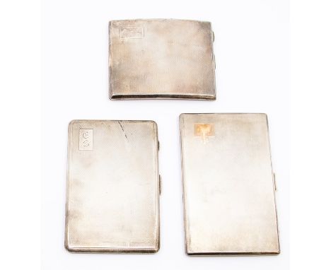 A collection of three various engine turned cigarette cases, two engraved with initials, all Birmingham dates and makers to i