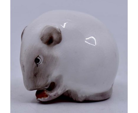Royal Worcester: A royal Worcester netsuke mouse in white glaze, height approx 3.5cm, printed mark to the underside.Condition