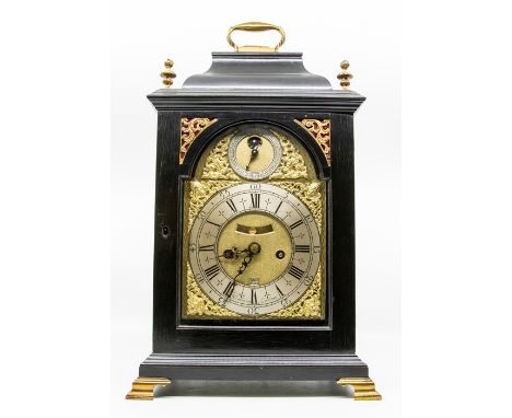 A George II ebonised and brass mounted eight day bracket clock, the dial inscribed W Tomlinson London, circa 1745, the case w