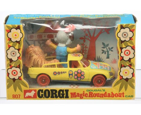 Corgi Toys 807 "The Magic Roundabout" Dougal's Car - Yellow, red interior and plastic wheels, complete with correct figures -