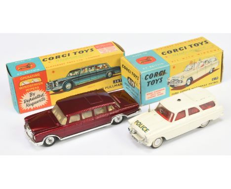 Corgi Pair of boxed cars. Comprising 247 Mercedes Benz Pullman - maroon, cream interior, spun hubs, working windscreen wipers