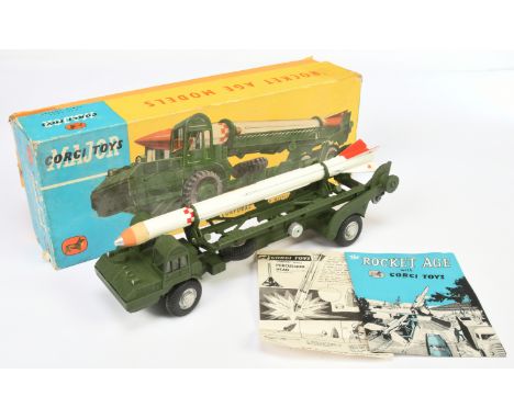 Corgi Toys Military 1113 Corporal Guided Missile On Erector Vehicle - Green with silver hubs - missile is white and red with 
