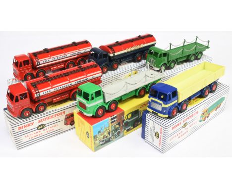 Atlas Dinky Toys. Group of larger commercials. Comprising 905 Foden Chain Lorry - green, 942 Foden Tanker - Regent, 934 Leyla