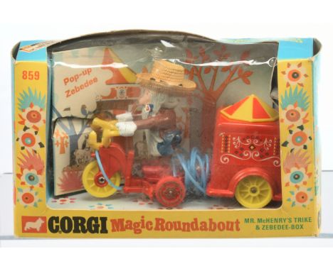 Corgi Toys 859 "The Magic Roundabout" Mr Henry's Trike - Red, yellow with blue pull-along cord attached - Good Plus still a b
