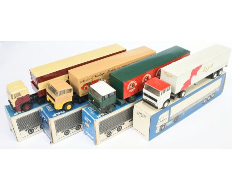 Lion Car a group of DAF Articulated Trucks with Van Trailers (1) "Terry's York" (2) "Woodpecker Cider" (3) "Robsons's" (4) "V