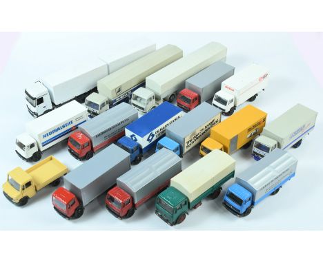 NZG, a mixed Unboxed group of 1:50 Scale Articulated Trucks and similar to include, "Rhenus Weichelt", "Ryder", "Mercedes" an