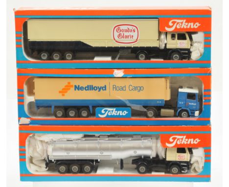 Tekno, a boxed group of 1:50 scale Trucks and Tankers to include, "Gouda's Glorie" and "Nedlloyd"- Good to Near Mint in Fair 
