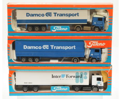 Tekno, a boxed group of 1:50 scale Trucks to include, "Inter Forward" and "Damco Transport" - Excellent to Near Mint in Fair 