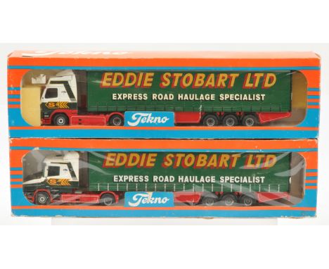 Tekno, a boxed pair of 1:50 scale Trucks to include, (1) "Eddie Stobart" - Scania T Cab Curtainside (2) "Eddie Stobart" - Vol