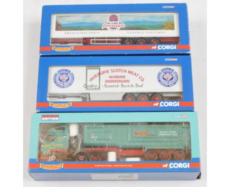 Corgi a boxed trio of 1:50 scale trucks to include, (1) CC19902 "Scotch Premier", (2) CC19902 "Aberdeenshire Meat", (3) CC124