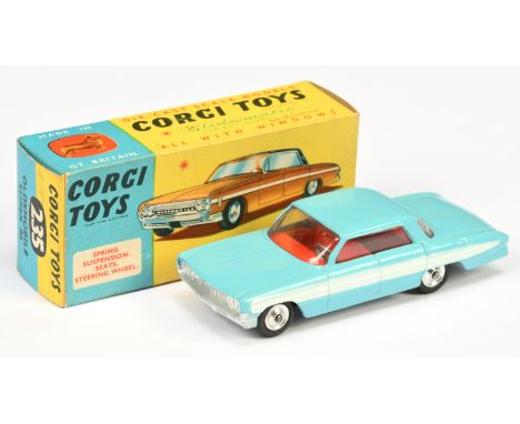 Corgi Toys 235 Oldsmobile Super 88 - light blue with white side flashes, red interior,&nbsp; silver trim and spun hubs - Exce