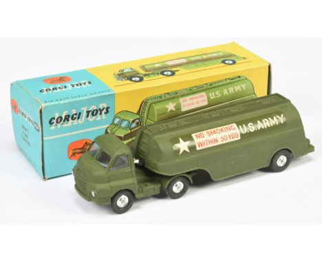 Corgi Toys Military 1134 Bedford Type S Carrimore Tanker "US Army" - Green cab and Trailer. spun hubs - Good Plus bright exam