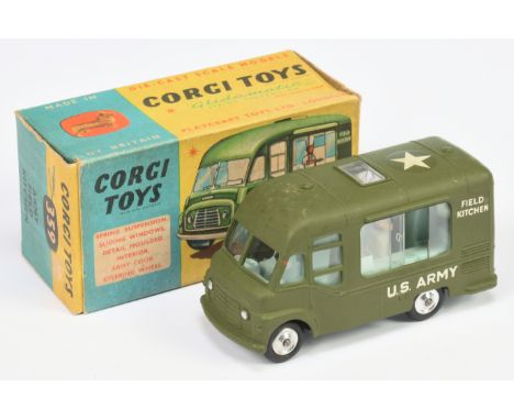 Corgi Toys Military 359 Smith's Karrier "US Army" Field Kitchen - Green, pale blue interior with figure, spun hubs -&nbsp; Go