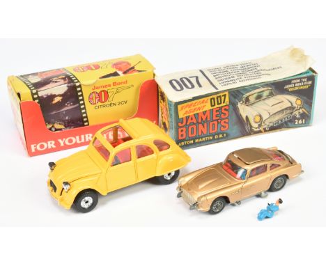 Corgi Toys "James Bond" A Pair - (1) 261 Aston Martin DB5 From "Goldfinger" - Gold body, red interior with "James Bond &amp; 