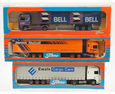 Tekno, a boxed group of 1:50 scale Trucks to include, "Bell", "James Nuttall" and "Ewals Cargo Care" - Excellent to Near Mint