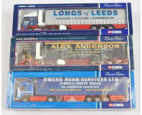 Corgi a boxed trio of 1:50 scale trucks to include, (1) CC12402 "Owens Road Service", (2) CC12414 "Alex Anderson", (3) CC1320
