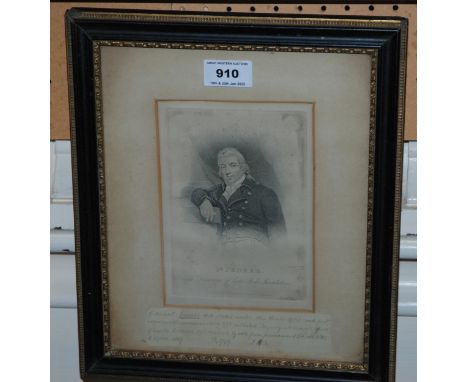 ENGLISH SCHOOL Dr Edward Jenner , mezzotint, 18 x 12cm Dr Jenner M.D studied under John Hunter 1770-2 made first experiments 