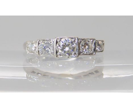 A 9ct white gold five stone diamond ring set with estimated approx 0.50cts of brilliant cut diamonds, finger size N, weight 3