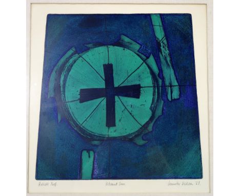 •JENNIFER DICKSON (SOUTH AFRICAN/BRITISH b.1936)  VIBRANT SUN  Etching in colour, signed lower right and dated ('63), titled 