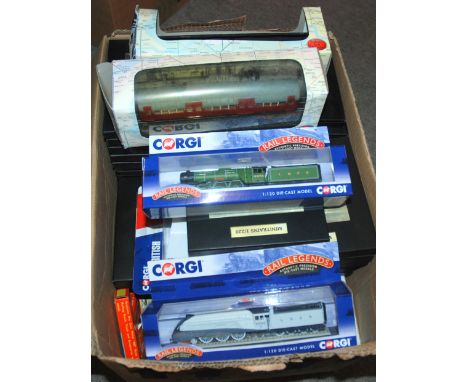 Two boxes of modern model trains etc including Corgi examples Condition report: Available upon request