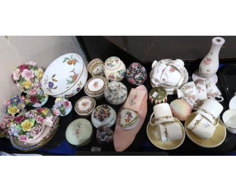 A quantity of Royal Adderley poseys, chinese ginger jars, a Sadler ginger jar, a Royal Worcester Evesham pattern bowl, a Wedg