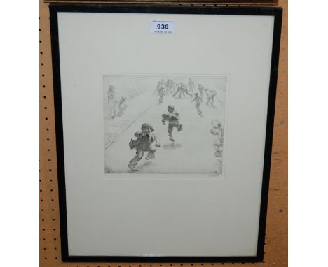 JOIHN HENRY DOWD Street fight, signed, etching, 19 x 21cm Condition report: Available upon request