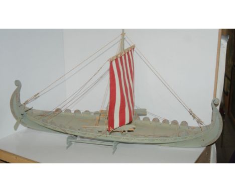 Two model boats including long boat (af), 90cm long and smaller (2) Condition report: Available upon request