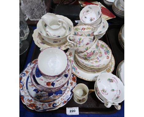 A lot comprising Minton &amp; Boyle floral decorated cups, saucers and a plate, hand painted cups, saucers, sugar bowl and pl