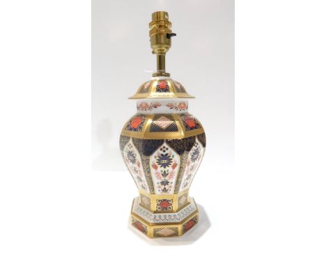 A Royal Crown Derby Old Imari table lamp Condition report:No chips or cracks. In nice condition. The wire has been cut so you