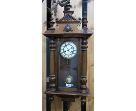 A 20th century mahogany cased Vienna style wall regulator clock 101cm high Condition report:clock is in a good general condit