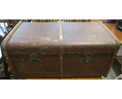 A 20th century wood bound travel trunk 46cm high x 95cm wide x 55cm deep Condition report: Available upon request