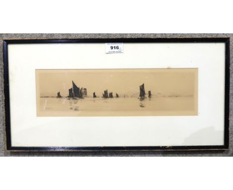 WILLIAM LIONEL WYLLIE A.R.A Going up on the flood, signed, etching, 11 x 35cm, and MAURIS BAUER Aladdin, signed, etching, 15 