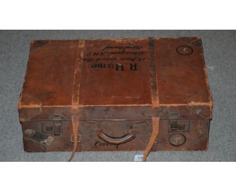 An Honorcraft buffalo hide travel trunk, by Rubin Moses and Sons, 7-9 Commercial Street, Bangalore, 64cm wide Condition repor