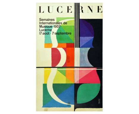 Original vintage advertising poster for International Music Week 1957 Lucerne August 17 - September 7 / Semaines Internationa