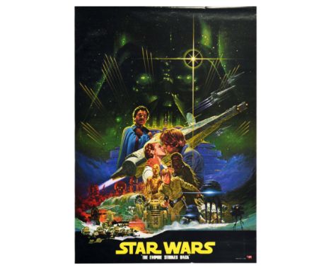 Original vintage film soundtrack poster for the Japanese release of the first two films in the science fiction Star Wars saga