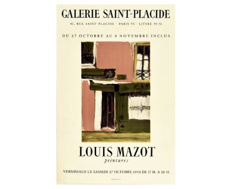 Original vintage advertising poster for a French artist Louis Mazot (1919-1994) artwork exhibition held at the Galerie Saint-