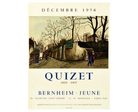 Original vintage advertising poster for Alphonse Leon Quizet (1885-1955) artwork exhibition at Berheim - Jeune held in Decemb