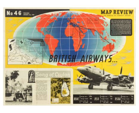 Original vintage propaganda poster Map Review No 46 Published January 31st 1948 by the Bureau of Current Affairs featuring an