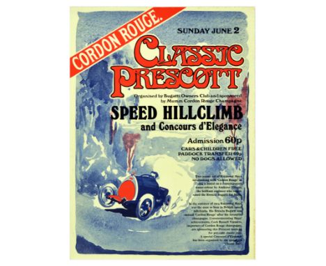 Original vintage advertising poster for Classic Prescott held on Sunday June 2 Organised by Bugatti Owners Club and sponsored