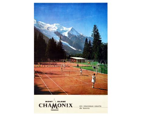 Original vintage sports poster issued by Chamonix Tourism Office / Office du Tourisme de Chamonix promoting tourism to Mont B
