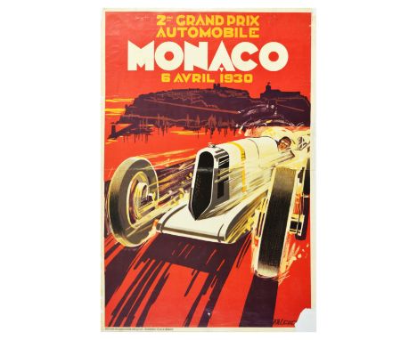 Vintage reproduction of a motor sport car racing poster for the Monaco Grand Prix motor race held on 6 April 1930 on the Circ
