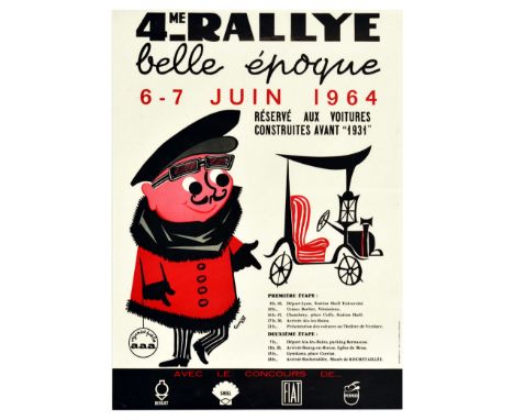 Original vintage advertising poster for the 4th Belle Epoque Rally June 6-7 1964 reserved for cars built before 1931, held in