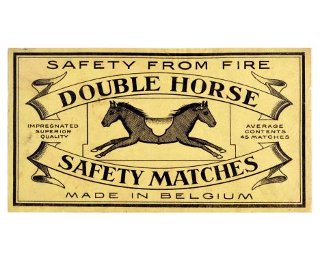 Original vintage advertising poster for Double Horse safety matches, featuring an illustration of a double horse, bold title 