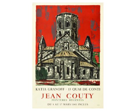 Original vintage advertising poster for a French artist Jean Couty (1907-1991) Peintures Recentes / Recent Paintings artwork 