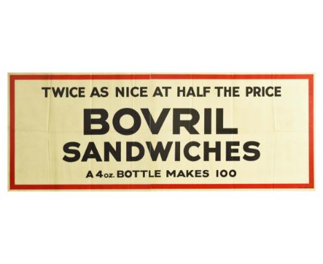 Original vintage advertising poster for Bovril - Twice as nice at half the price. Bovril sandwiches. A 4 oz. bottle makes 100