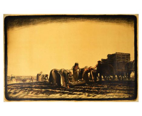 Original vintage lithograph poster Potato Field issued by the Empire Marketing Board - EMB to promote produce of dominions of