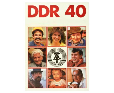 Original vintage propaganda poster commemorating the 40-year anniversary of the establishment of the DDR - “German Democratic