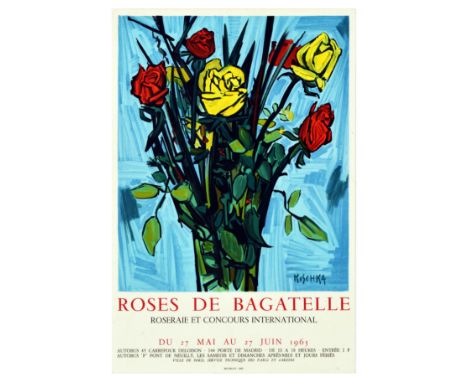 Original vintage advertising poster for Bagatelle Roses Rose Garden and International Competition / Roses de Bagatelle Rosera