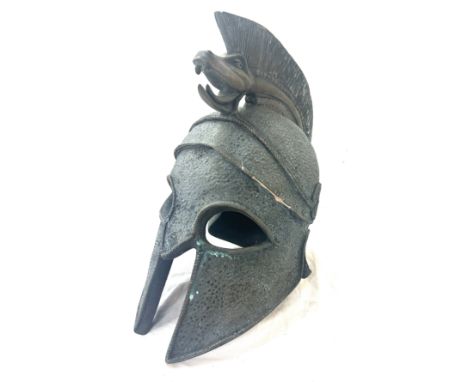 Vintage Corinthian wooden helmet 18 inches tall 